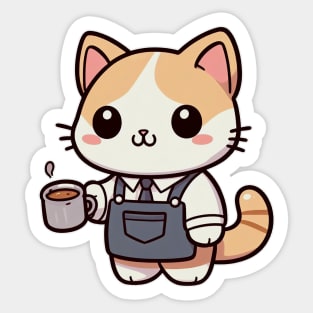 Coffee Cat Barista Sticker
